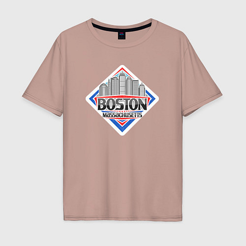 Мужская футболка оверсайз Массачусетс Бостон / Пыльно-розовый – фото 1