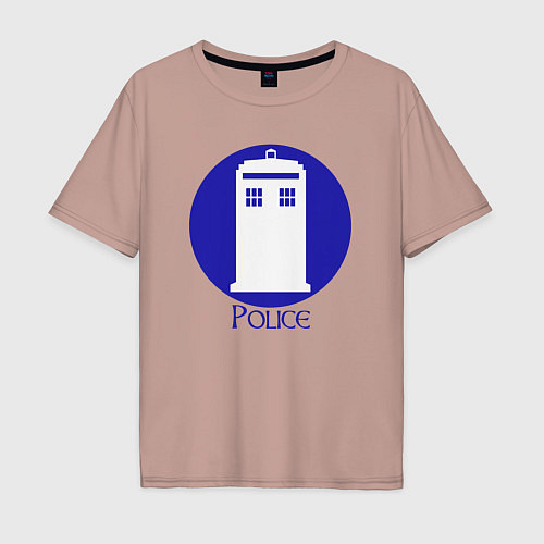 Мужская футболка оверсайз Tardis police / Пыльно-розовый – фото 1