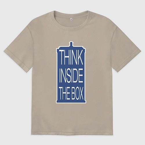 Мужская футболка оверсайз Think inside the box / Миндальный – фото 1