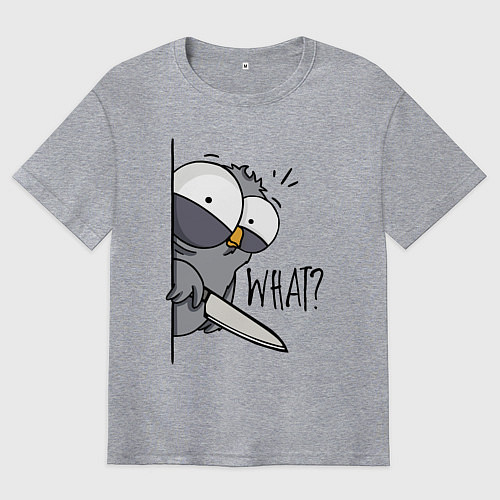 Мужская футболка оверсайз Серый филин с ножом / Меланж – фото 1