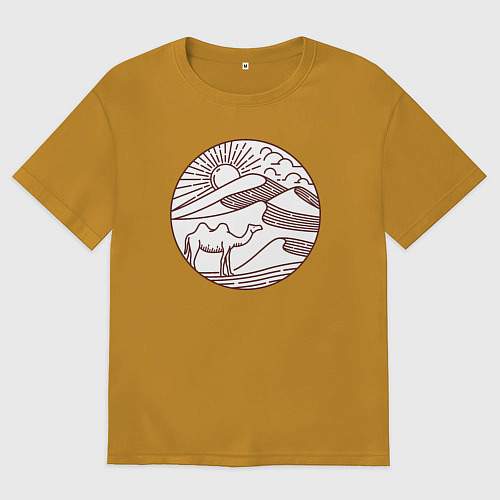 Мужская футболка оверсайз Верблюд в пустыне / Горчичный – фото 1