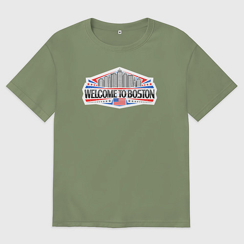 Мужская футболка оверсайз Бостон - добро пожаловать / Авокадо – фото 1