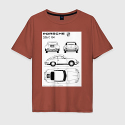 Мужская футболка оверсайз Машина Porsche