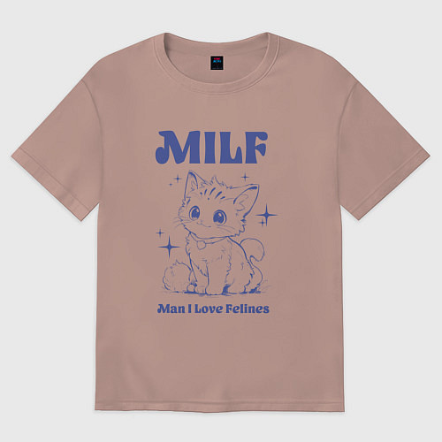Мужская футболка оверсайз Milf милфа / Пыльно-розовый – фото 1