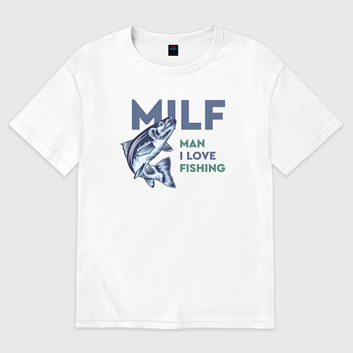 Мужская футболка оверсайз Milf милфа / Белый – фото 1