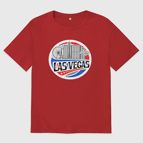 Мужская футболка оверсайз Город Лас-Вегас / Красный – фото 1