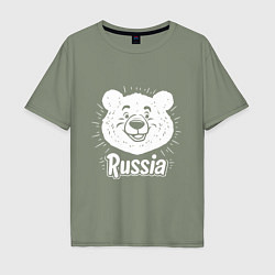 Мужская футболка оверсайз Россия и медведь