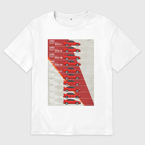 Мужская футболка оверсайз Mitsubishi Lancer Evolution / Белый – фото 1