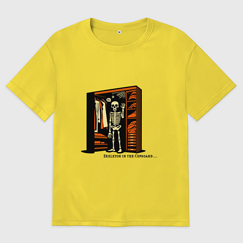 Мужская футболка оверсайз Скелет в шкафу / Желтый – фото 1
