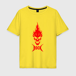 Мужская футболка оверсайз Rock красный череп