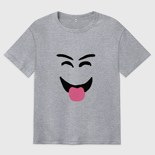 Мужская футболка оверсайз Роблокс смешное лицо / Меланж – фото 1