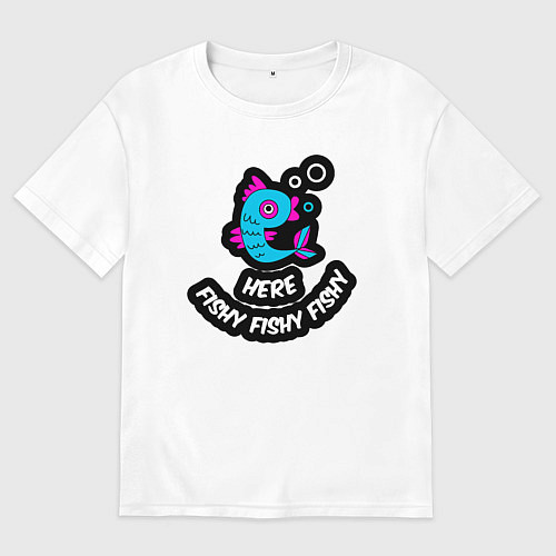 Мужская футболка оверсайз Здесь рыбно / Белый – фото 1