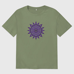 Мужская футболка оверсайз Декоративная мандала фиолетового цвета