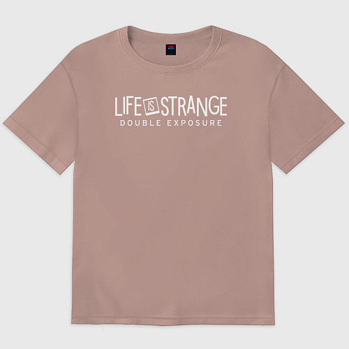 Мужская футболка оверсайз Life is strange double exposure logotypе / Пыльно-розовый – фото 1