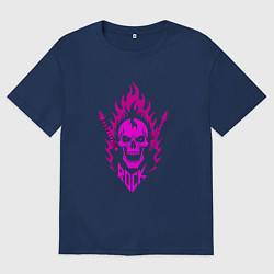 Мужская футболка оверсайз Фиолетовый рок череп