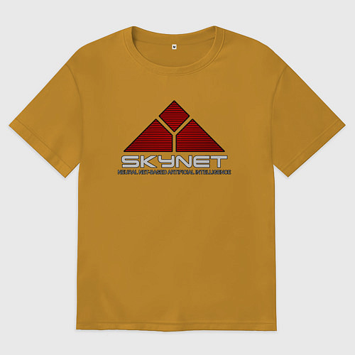 Мужская футболка оверсайз Skynet - cyberdyne / Горчичный – фото 1