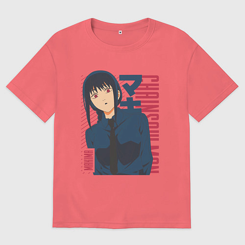 Мужская футболка оверсайз Человек-бензопила Макима Makima / Коралловый – фото 1