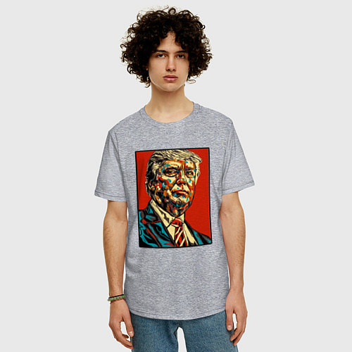 Мужская футболка оверсайз Дональд Трамп президент / Меланж – фото 3