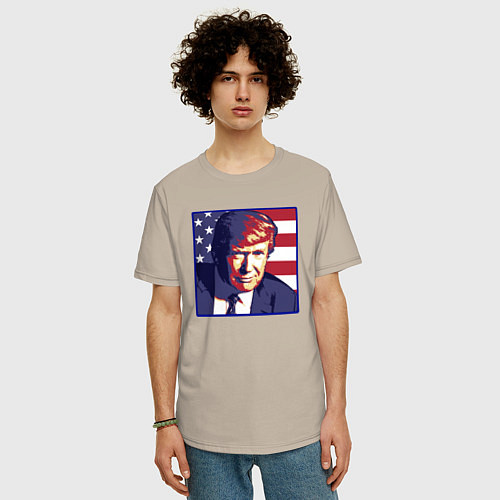 Мужская футболка оверсайз Президент Дональд Трамп / Миндальный – фото 3