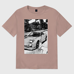 Футболка оверсайз мужская Mazda rx-7 авто, цвет: пыльно-розовый