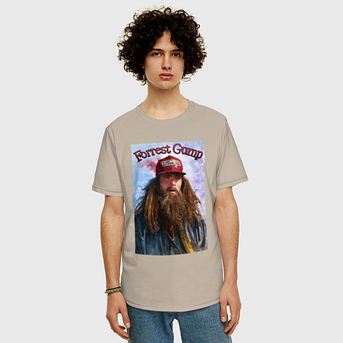 Мужская футболка оверсайз Форест Гамп - Том Хэнкс / Миндальный – фото 3