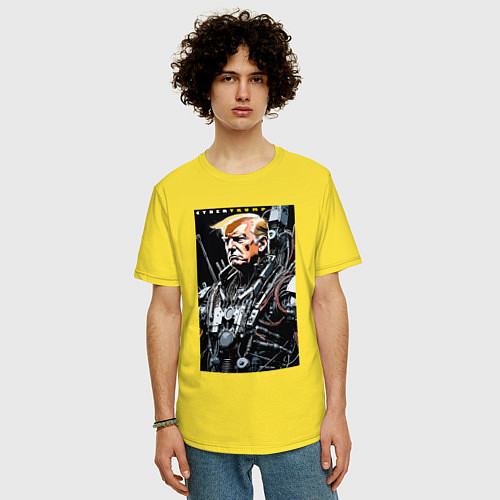 Мужская футболка оверсайз Cyber Trump - ai art fantasy / Желтый – фото 3