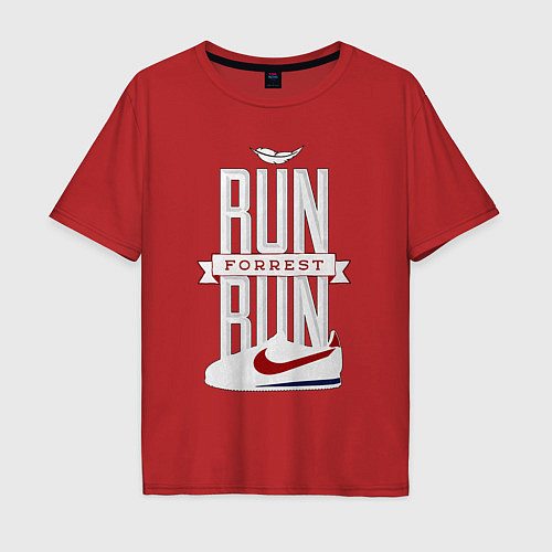 Мужская футболка оверсайз Forrest Gump - run Forrest run / Красный – фото 1