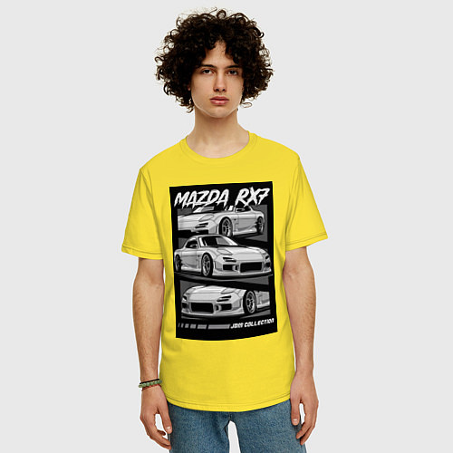 Мужская футболка оверсайз Mazda rx-7 JDM авто / Желтый – фото 3