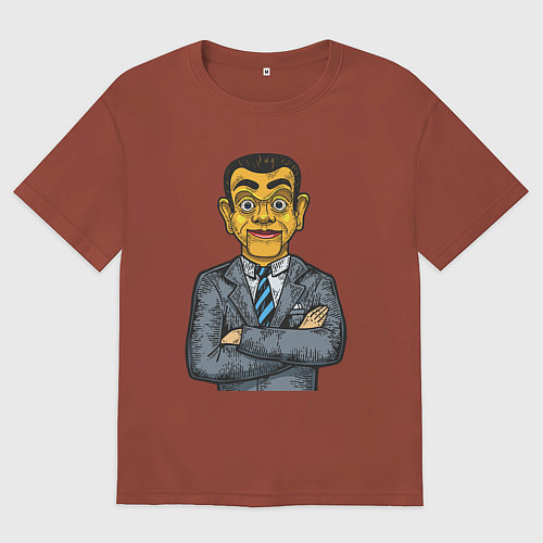 Мужская футболка оверсайз Человек кукла / Кирпичный – фото 1