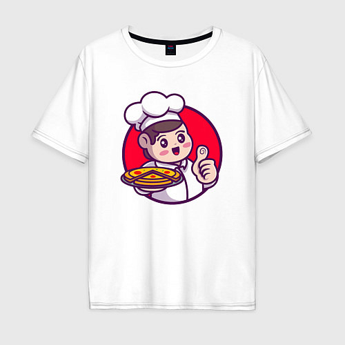 Мужская футболка оверсайз Повар и пицца / Белый – фото 1