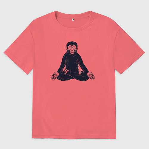 Мужская футболка оверсайз Yoga monkey / Коралловый – фото 1