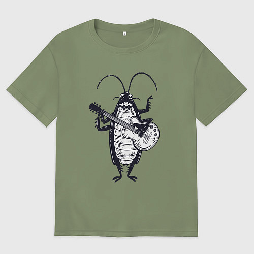Мужская футболка оверсайз Таракан гитарист / Авокадо – фото 1