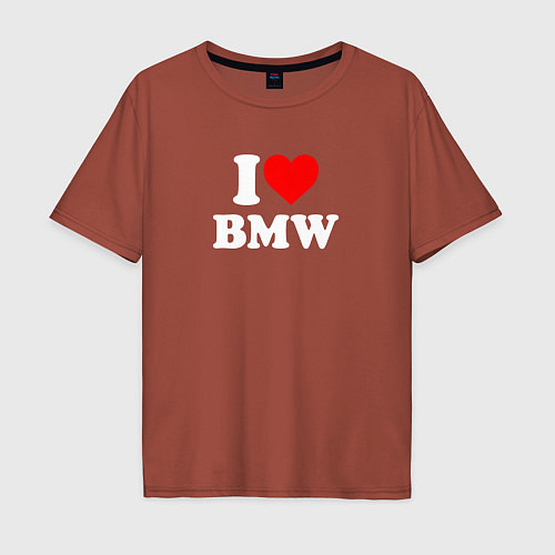 Мужская футболка оверсайз I love my BMW / Кирпичный – фото 1