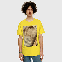 Футболка оверсайз мужская Листы с нотами, цвет: желтый — фото 2