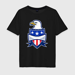Футболка оверсайз мужская Орёл и американский щит, цвет: черный