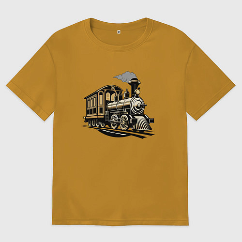 Мужская футболка оверсайз Винтажный поезд 19 века / Горчичный – фото 1