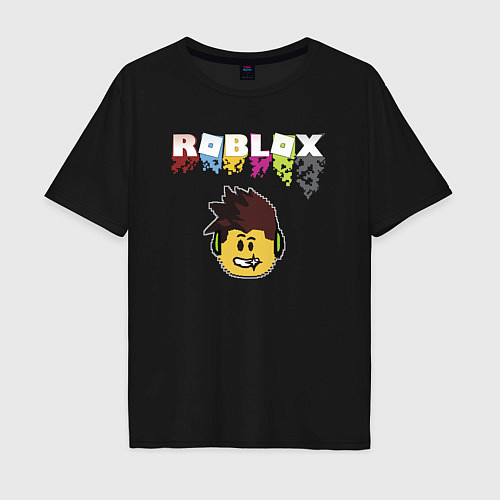 Мужская футболка оверсайз Roblox pixel - роблокс пиксель видеоигра для детей / Черный – фото 1