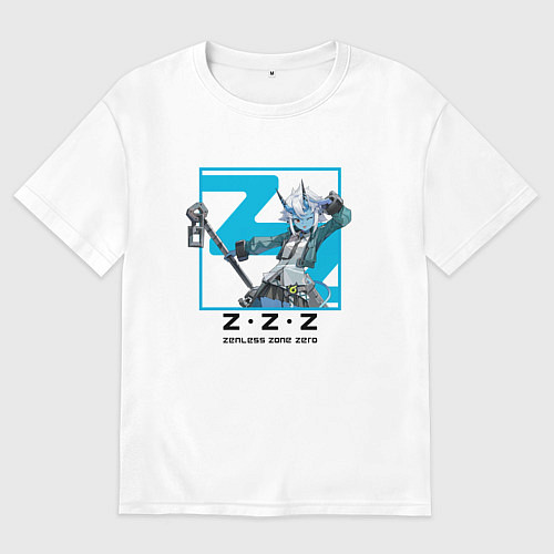 Мужская футболка оверсайз Сокаку - Zenless Zone Zero / Белый – фото 1