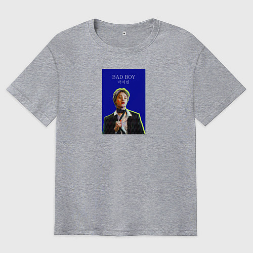 Мужская футболка оверсайз BTS Чимин плохой мальчик / Меланж – фото 1