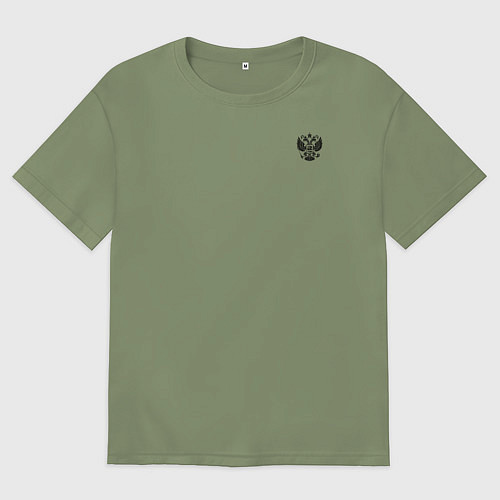 Мужская футболка оверсайз Герб Святой Руси на узорном царском флаге / Авокадо – фото 1