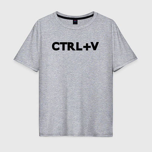 Мужская футболка оверсайз Иностранная надпись cntrl v / Меланж – фото 1