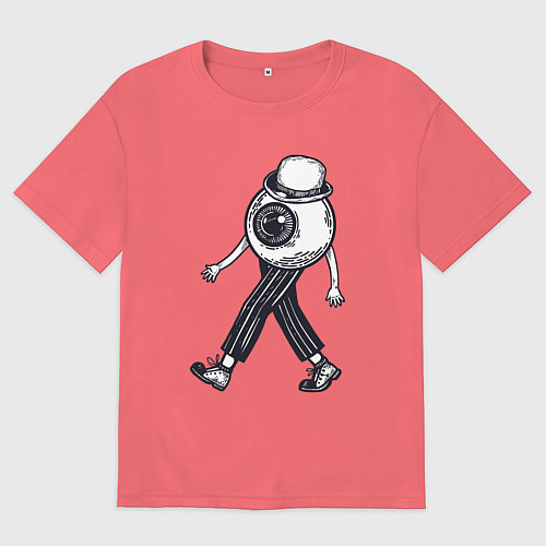 Мужская футболка оверсайз Глаз человек / Коралловый – фото 1