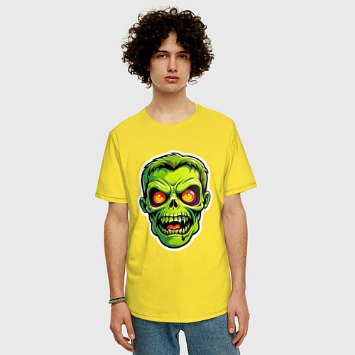Мужская футболка оверсайз Голова зомби / Желтый – фото 3
