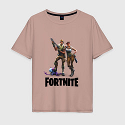 Футболка оверсайз мужская Fortnite PVE, цвет: пыльно-розовый