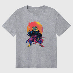 Футболка оверсайз мужская Лягушка - самурай - japan aesthetic, цвет: меланж