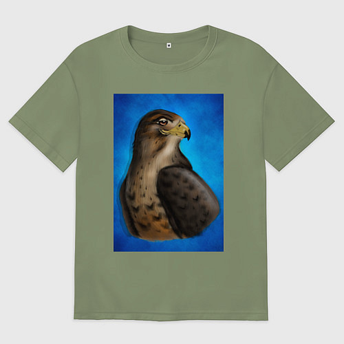 Мужская футболка оверсайз Портрет футбольного сокола / Авокадо – фото 1