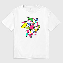 Футболка оверсайз мужская Абстрактный радужный коллейдоскоп, цвет: белый