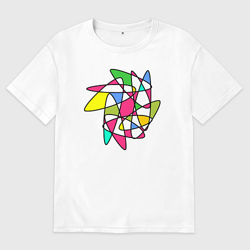 Мужская футболка оверсайз Абстрактный радужный коллейдоскоп / Белый – фото 1
