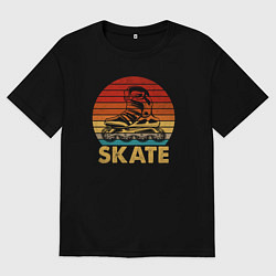 Футболка оверсайз мужская Роликовые коньки, цвет: черный