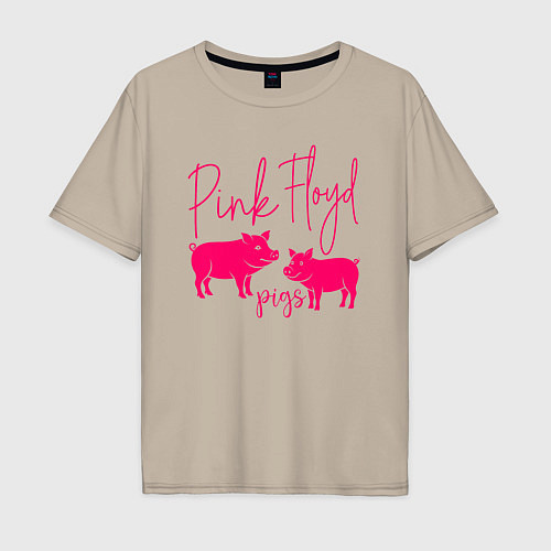 Мужская футболка оверсайз Pink Floyd pigs / Миндальный – фото 1